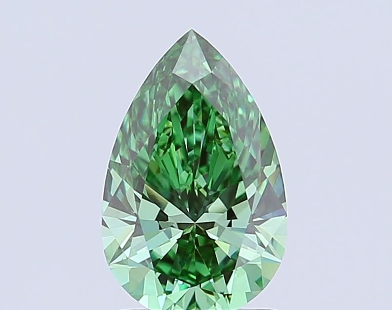 Loose Diamond - PEAR 2.01ct Fancy Vivid Green VS1: Loose Diamond - PEAR 2.01ct Fancy Vivid Green VS1 Source: This is a real non-mined Diamond that has been grown in a lab Shape: PEAR Carats: 2.01 Color: Fancy Vivid Green Certification: IGI Video: