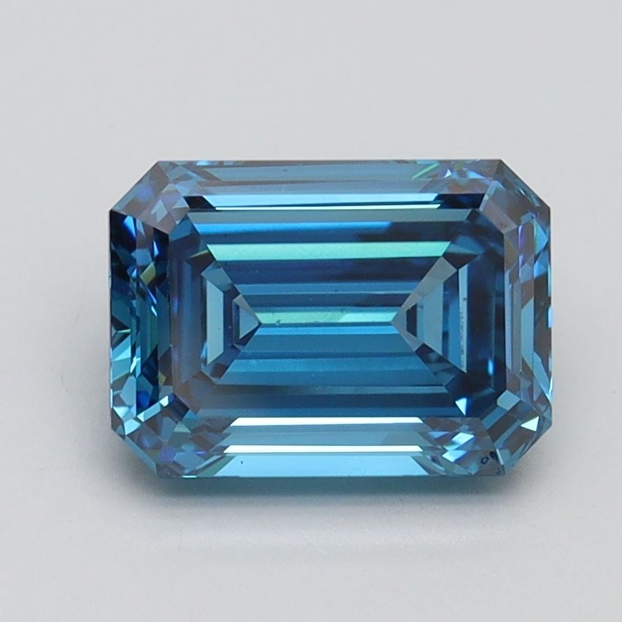 Loose Diamond - EMERALD 1.95ct Fancy Vivid Blue VS1: Loose Diamond - EMERALD 1.95ct Fancy Vivid Blue VS1 Source: This is a real non-mined Diamond that has been grown in a lab Shape: EMERALD Carats: 1.95 Color: Fancy Vivid Blue Certification: IGI Video: