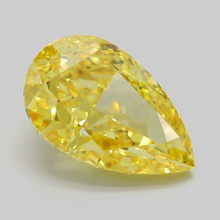 Loose Diamond - PEAR 3.07ct Fancy Vivid Yellow VS1: Loose Diamond - PEAR 3.07ct Fancy Vivid Yellow VS1 Source: This is a real non-mined Diamond that has been grown in a lab Shape: PEAR Carats: 3.07 Color: Fancy Vivid Yellow Certification: IGI Video:
