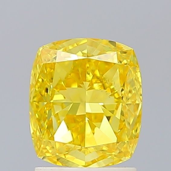 Loose Diamond - CUSHION MODIFIED 2.01ct Fancy Vivid Yellow VS1: Loose Diamond - CUSHION MODIFIED 2.01ct Fancy Vivid Yellow VS1 Source: This is a real non-mined Diamond that has been grown in a lab Shape: CUSHION MODIFIED Carats: 2.01 Color: Fancy Vivid Yellow Cert