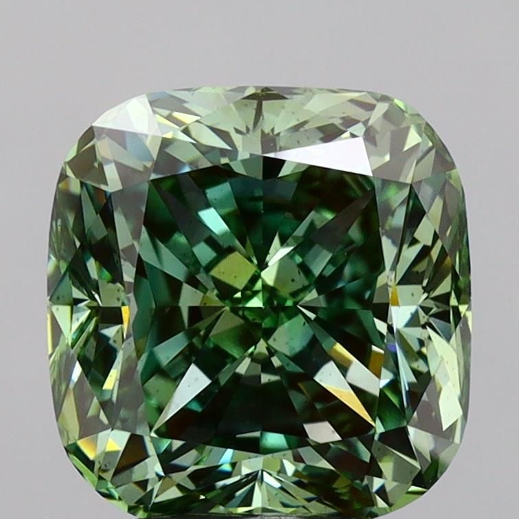 Loose Diamond - CUSHION MODIFIED 4.01ct Fancy Vivid Green VS2: Loose Diamond - CUSHION MODIFIED 4.01ct Fancy Vivid Green VS2 Source: This is a real non-mined Diamond that has been grown in a lab Shape: CUSHION MODIFIED Carats: 4.01 Color: Fancy Vivid Green Certif