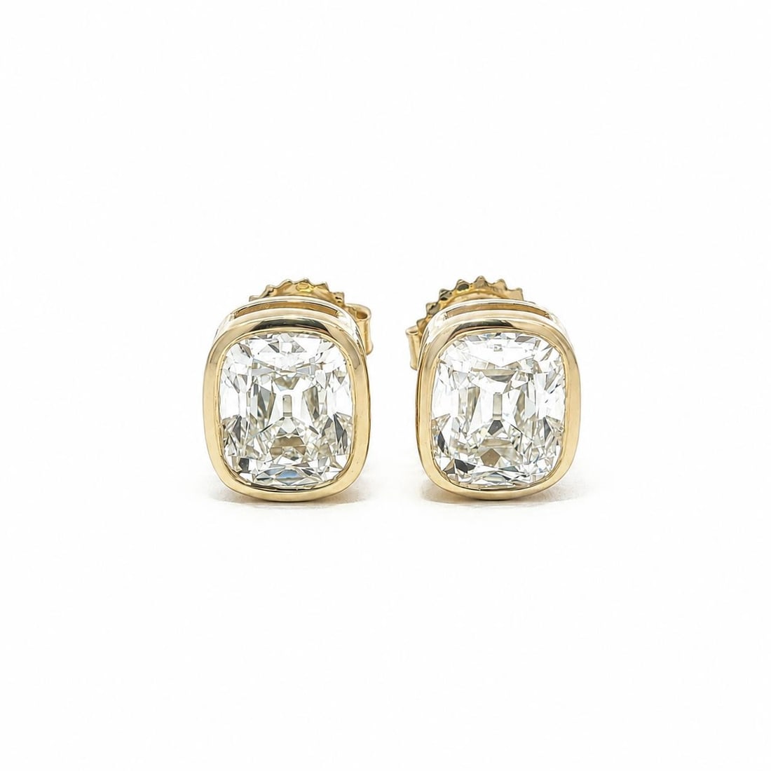 GIA 3.21ctw Old Mine Cut Diamond Stud Earrings in 18k Yellow Gold (1 of 12)