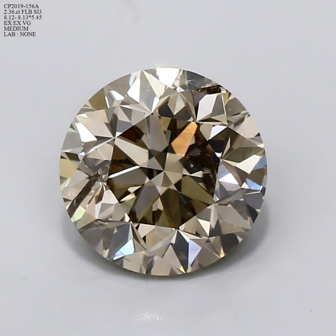 Loose Diamond - ROUND 2.36ct Fancy Light Brown I1: Loose Diamond - ROUND 2.36ct Fancy Light Brown I1 Source: Natural Shape: ROUND Carats: 2.36 Color: Fancy Light Brown Certification: NONE Video: