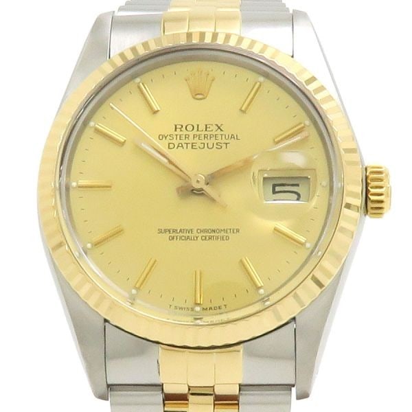Rolex 16013 Datejust automatic men's wristwatch 36mm stainless steel yellow gold: Rolex 16013 Datejust automatic men's wristwatch 36mm stainless steel yellow gold This pre-owned ROLEX Datejust 36mm model 16013 is a men's automatic wristwatch featuring a stainless steel and yellow g