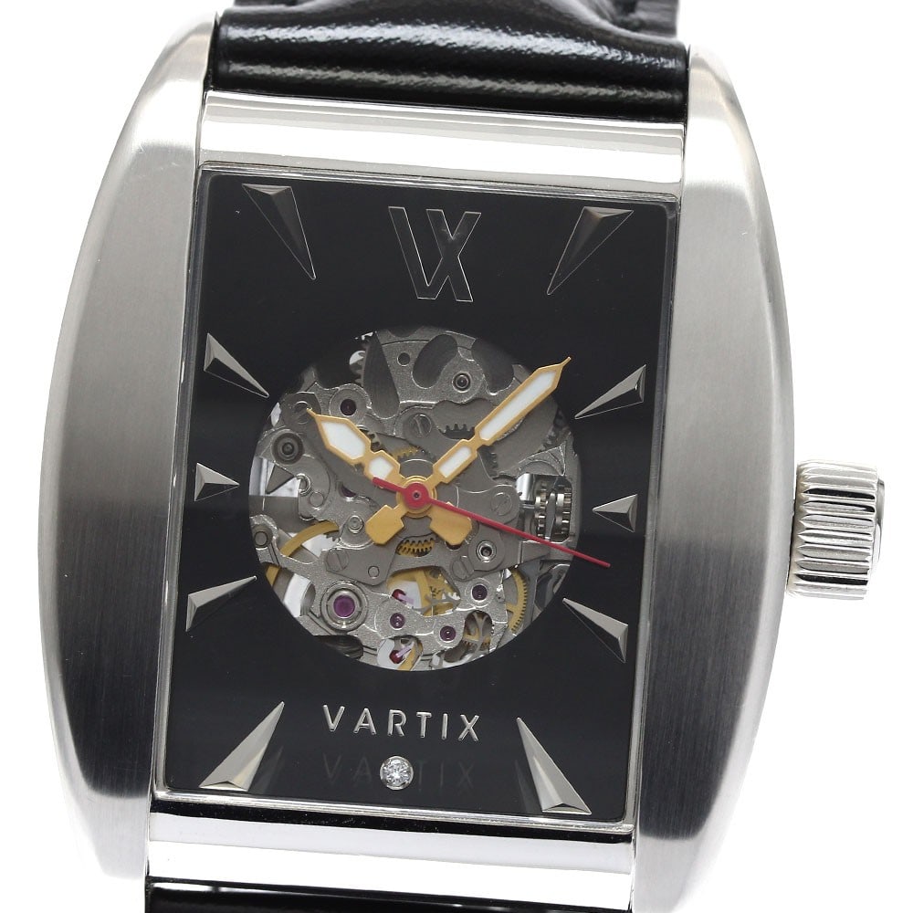 VARTIX Gloss Automatic Men's Wristwatch K5VN Leather Strap: VARTIX Gloss Automatic Men's Wristwatch K5VN Leather Strap This VARTIX K5VN Growth men's wristwatch features a stainless steel case paired with a black dial and a leather bracelet. The watch operates 