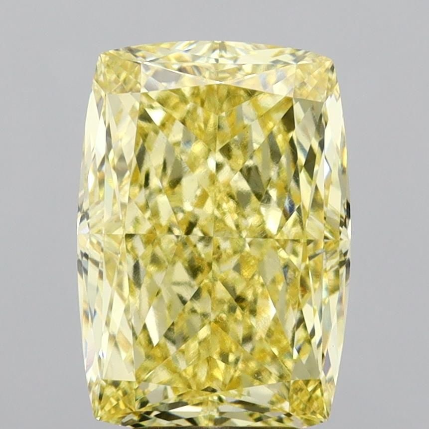 Loose Diamond - CUSHION MODIFIED 5.14ct Fancy Intense Yellow VVS2: Loose Diamond - CUSHION MODIFIED 5.14ct Fancy Intense Yellow VVS2 Source: This is a real non-mined Diamond that has been grown in a lab Shape: CUSHION MODIFIED Carats: 5.14 Color: Fancy Intense Yellow