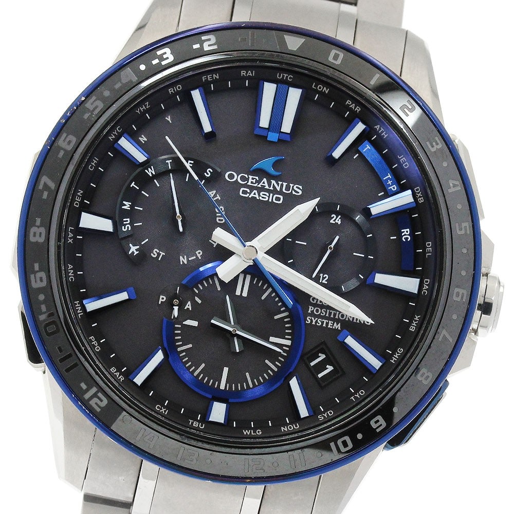 Casio Oceanus OCW-G1200-1AJF Titanium Solar Radio Watch: Casio Oceanus OCW-G1200-1AJF Titanium Solar Radio Watch This Casio Oceanus OCW-G1200-1AJF men's watch features a titanium and ceramic case paired with a titanium bracelet. The black dial is complement