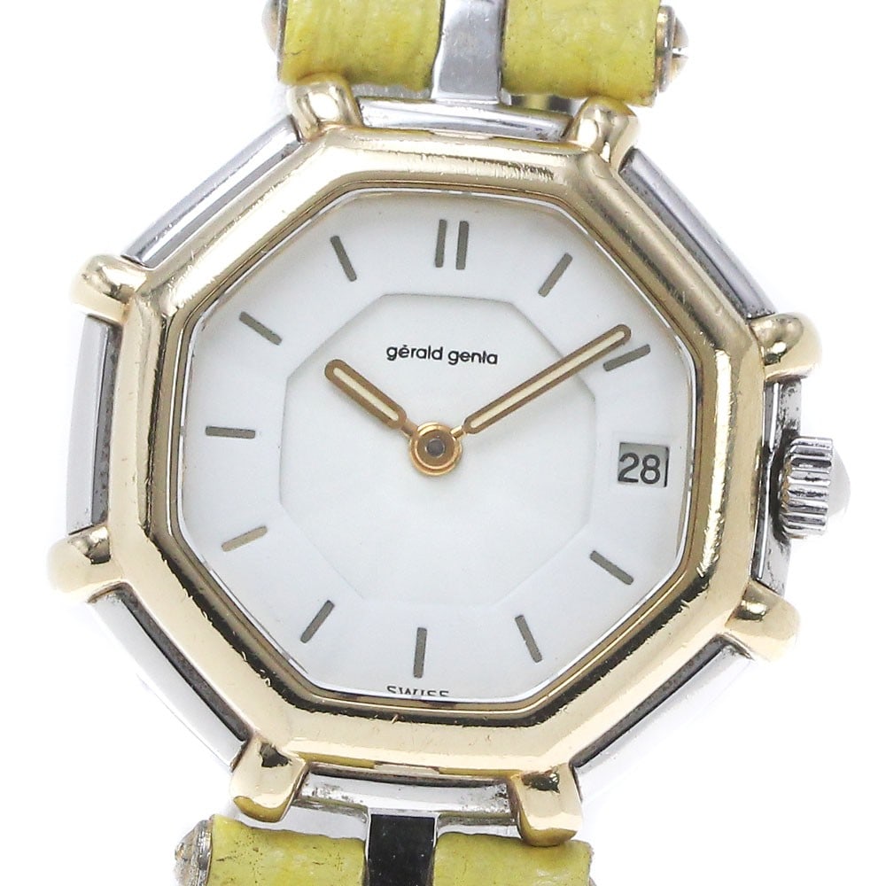 Gerald Genta Women's Quartz Wristwatch Date YG Bezel Ref 2899 711 OAB: Gerald Genta Women's Quartz Wristwatch Date YG Bezel Ref 2899 711 OAB Pre-owned Gerald Genta wristwatch for women with a date display and quartz movement. The title identifies this model as reference 