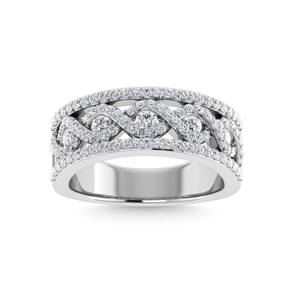 Diamond 3/4 Ct.tw Fashion Band in 14K White Gold: Diamond 3/4 Ct.tw Fashion Band in 14K White Gold 14k White Gold Stone Color: G-h Stone Clarity: I1 Each ring is presented in standard size 6.5. Complimentary resizing is available between sizes 510 (i