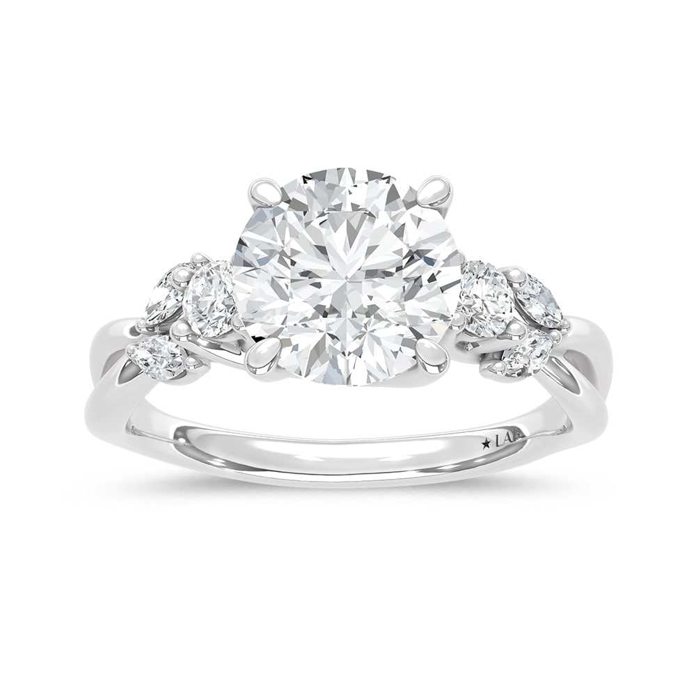 14K White Gold Lab Grown Diamond 2 1/3 Ct.Tw. Round Shape Engagement Ring (Center 2 ct): 14K White Gold Lab Grown Diamond 2 1/3 Ct.Tw. Round Shape Engagement Ring (Center 2 ct) 14k White Gold Stone Color: D-f Stone Clarity: Vs Each ring is presented in standard size 6.5. Complimentary res
