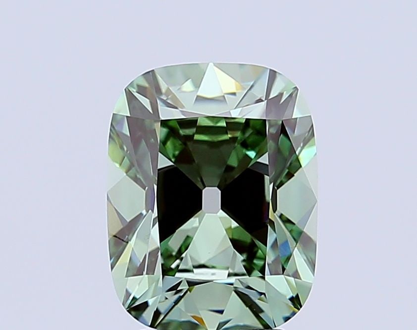 Loose Diamond - CUSHION BRILLIANT 4.69ct Fancy Vivid Green VS1