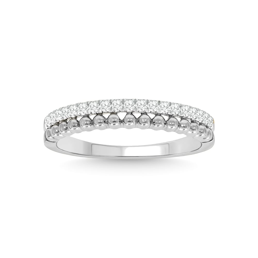14K White Gold Diamond 1/4 Ct.Tw. Stackable Band: 14K White Gold Diamond 1/4 Ct.Tw. Stackable Band 14k White Gold Stone Color: G-h Stone Clarity: I1 Each ring is presented in standard size 6.5. Complimentary resizing is available between sizes 510 (i