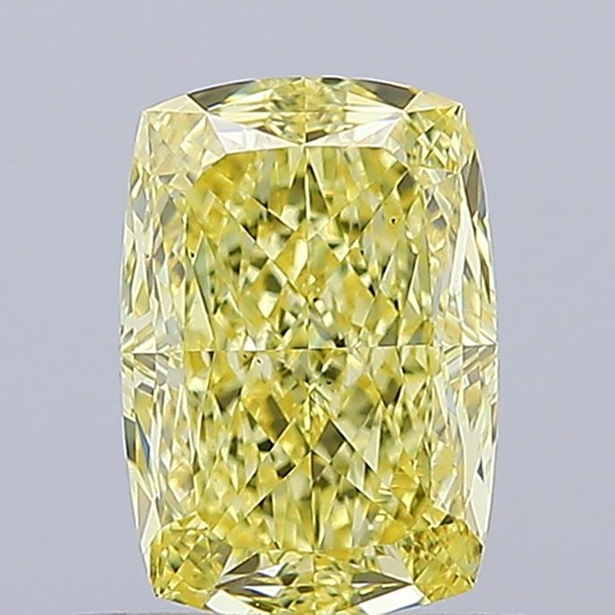 Loose Diamond - CUSHION MODIFIED 1.02ct Fancy Vivid Yellow VS1: Loose Diamond - CUSHION MODIFIED 1.02ct Fancy Vivid Yellow VS1 Source: This is a real non-mined Diamond that has been grown in a lab Shape: CUSHION MODIFIED Carats: 1.02 Color: Fancy Vivid Yellow Cert