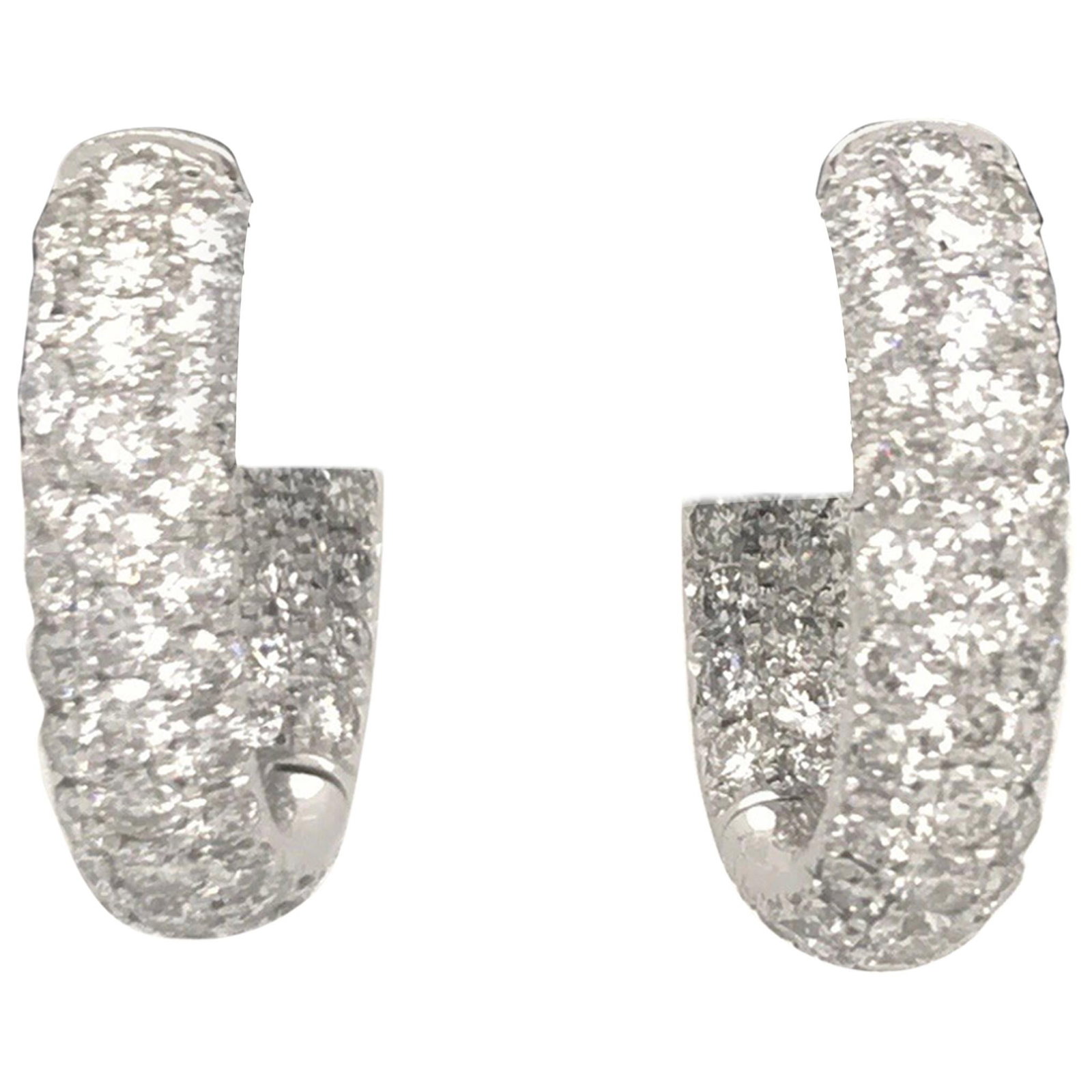 Harbor Diamonds 18K White Gold Diamond Hoop Earrings 2.95 Carat 122 Diamonds (1 of 7)