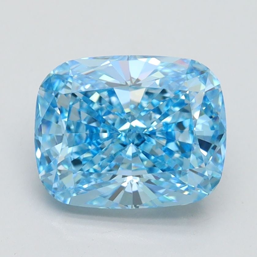 Loose Diamond - CUSHION BRILLIANT 2.07ct Fancy Vivid Blue VVS2: Loose Diamond - CUSHION BRILLIANT 2.07ct Fancy Vivid Blue VVS2 Source: This is a real non-mined Diamond that has been grown in a lab Shape: CUSHION BRILLIANT Carats: 2.07 Color: Fancy Vivid Blue Certi