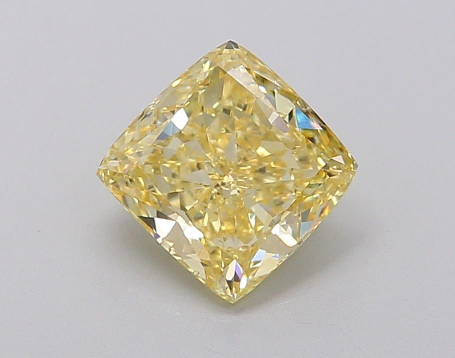 Loose Diamond - CUSHION BRILLIANT 1.39ct Fancy Intense Yellow VS2: Loose Diamond - CUSHION BRILLIANT 1.39ct Fancy Intense Yellow VS2 Source: This is a real non-mined Diamond that has been grown in a lab Shape: CUSHION BRILLIANT Carats: 1.39 Color: Fancy Intense Yello