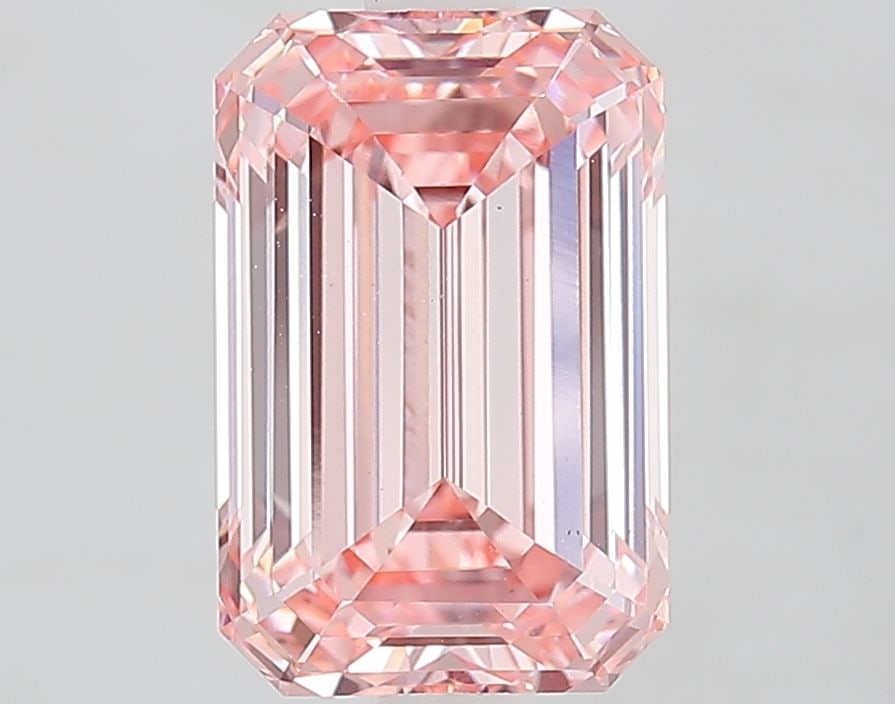Loose Diamond - EMERALD 2.96ct Fancy Vivid Pink VS1: Loose Diamond - EMERALD 2.96ct Fancy Vivid Pink VS1 Source: This is a real non-mined Diamond that has been grown in a lab Shape: EMERALD Carats: 2.96 Color: Fancy Vivid Pink Certification: IGI The Dia