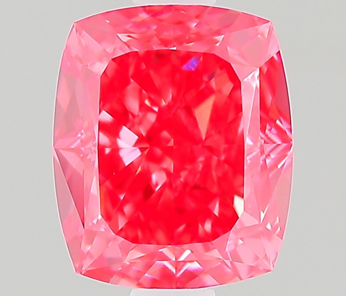 Loose Diamond - CUSHION MODIFIED 1.32ct Fancy Vivid Pink VVS2: Loose Diamond - CUSHION MODIFIED 1.32ct Fancy Vivid Pink VVS2 Source: This is a real non-mined Diamond that has been grown in a lab Shape: CUSHION MODIFIED Carats: 1.32 Color: Fancy Vivid Pink Certifi