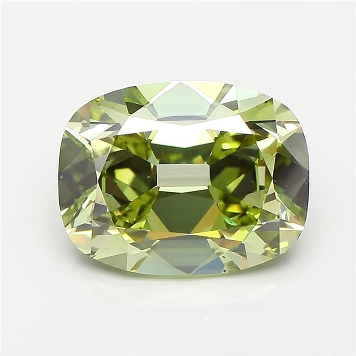 Loose Diamond - CUSHION BRILLIANT 5.02ct Fancy Vivid Green VS2: Loose Diamond - CUSHION BRILLIANT 5.02ct Fancy Vivid Green VS2 Source: This is a real non-mined Diamond that has been grown in a lab Shape: CUSHION BRILLIANT Carats: 5.02 Color: Fancy Vivid Green Cert