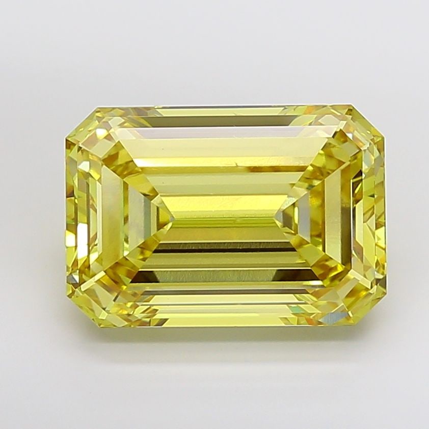Loose Diamond - EMERALD 16.7ct Fancy Intense Yellow VS2: Loose Diamond - EMERALD 16.7ct Fancy Intense Yellow VS2 Source: This is a real non-mined Diamond that has been grown in a lab Shape: EMERALD Carats: 16.7 Color: Fancy Intense Yellow Certification: IGI