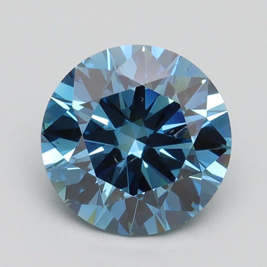 Loose Diamond - ROUND 2.01ct Fancy Vivid Blue SI1: Loose Diamond - ROUND 2.01ct Fancy Vivid Blue SI1 Source: This is a real non-mined Diamond that has been grown in a lab Shape: ROUND Carats: 2.01 Color: Fancy Vivid Blue Certification: IGI Video:
