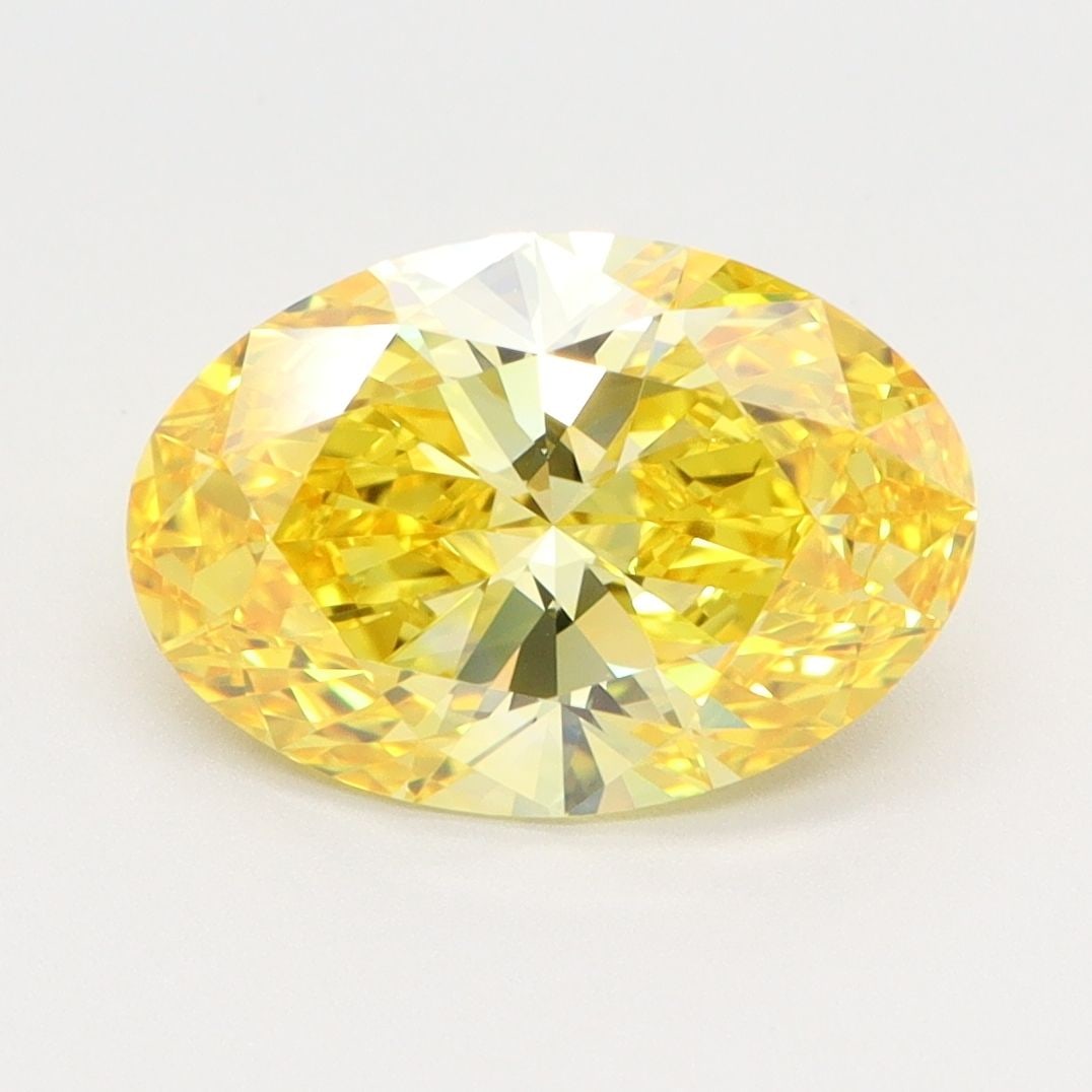 Loose Diamond - OVAL 2.31ct Fancy Vivid Yellow VVS2: Loose Diamond - OVAL 2.31ct Fancy Vivid Yellow VVS2 Source: This is a real non-mined Diamond that has been grown in a lab Shape: OVAL Carats: 2.31 Color: Fancy Vivid Yellow Certification: IGI Video: