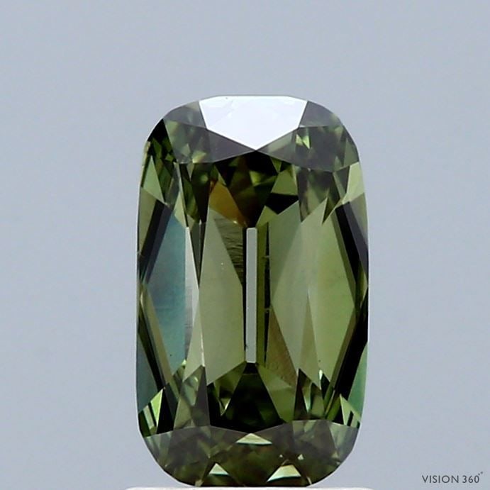 Loose Diamond - CUSHION BRILLIANT 1.18ct Fancy Vivid Green VVS2: Loose Diamond - CUSHION BRILLIANT 1.18ct Fancy Vivid Green VVS2 Source: This is a real non-mined Diamond that has been grown in a lab Shape: CUSHION BRILLIANT Carats: 1.18 Color: Fancy Vivid Green Cer