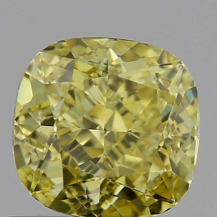 Loose Diamond - CUSHION MODIFIED 0.64ct Fancy Intense Yellow VVS2: Loose Diamond - CUSHION MODIFIED 0.64ct Fancy Intense Yellow VVS2 Source: This is a real non-mined Diamond that has been grown in a lab Shape: CUSHION MODIFIED Carats: 0.64 Color: Fancy Intense Yellow