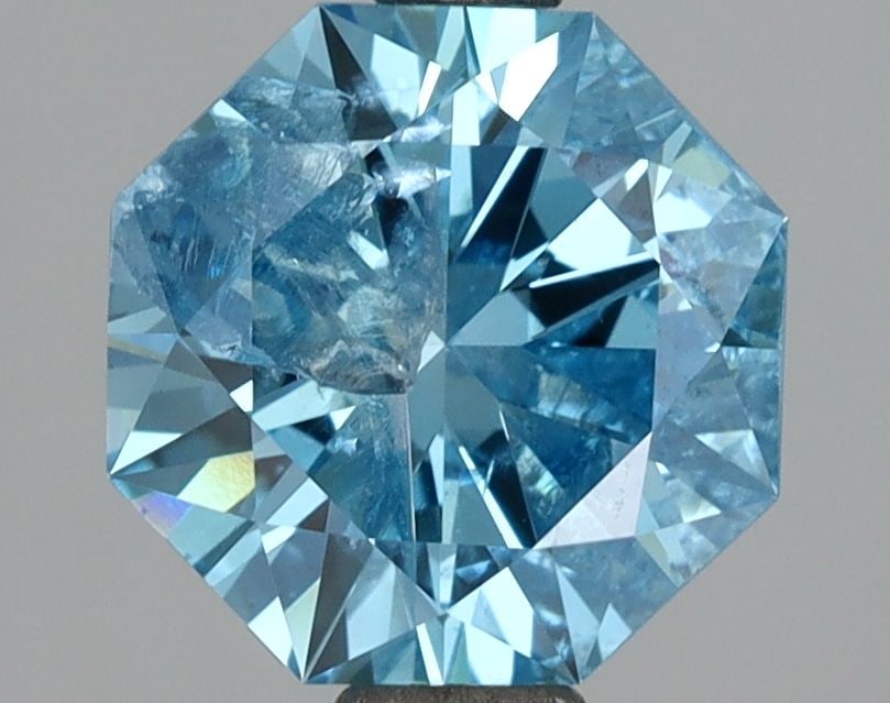 Loose Diamond - OCTAGONAL 2.03ct Fancy Vivid Blue I2: Loose Diamond - OCTAGONAL 2.03ct Fancy Vivid Blue I2 Source: This is a real non-mined Diamond that has been grown in a lab Shape: OCTAGONAL Carats: 2.03 Color: Fancy Vivid Blue Certification: NONE Vid