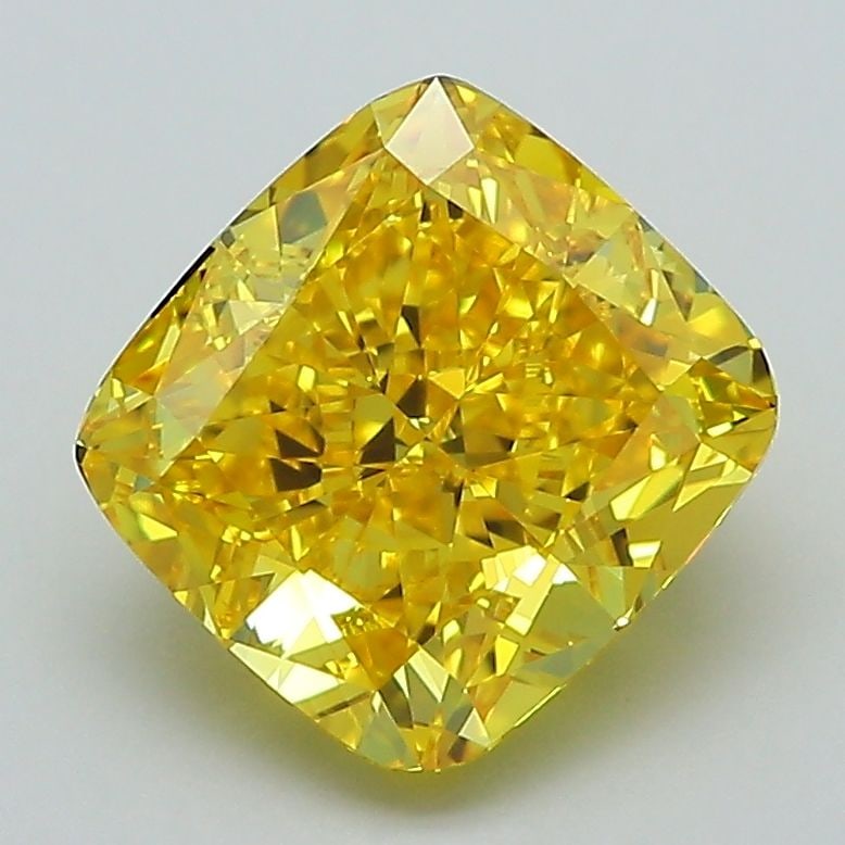 Loose Diamond - CUSHION MODIFIED 2.52ct Fancy Vivid Yellow VS1: Loose Diamond - CUSHION MODIFIED 2.52ct Fancy Vivid Yellow VS1 Source: This is a real non-mined Diamond that has been grown in a lab Shape: CUSHION MODIFIED Carats: 2.52 Color: Fancy Vivid Yellow Cert