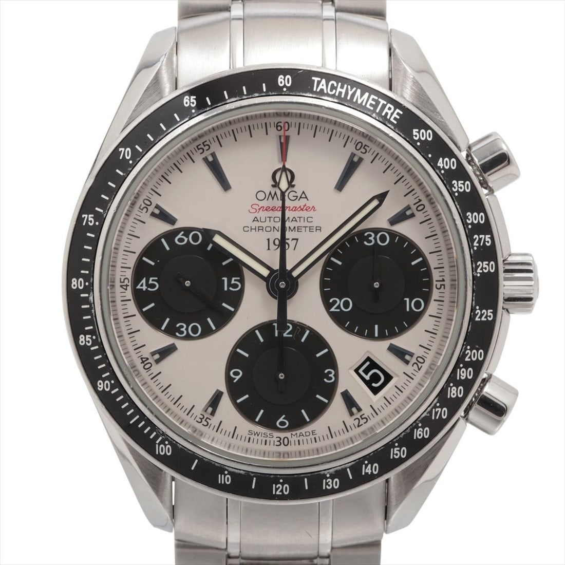 Omega 1957 Speedmaster Date Men's Wristwatch 323.30.40.40.02.001: Omega 1957 Speedmaster Date Men's Wristwatch 323.30.40.40.02.001 This OMEGA Speedmaster Date 1957 323.30.40.40.02.001 is a Swiss-made men's wristwatch. It is a pre-owned timepiece, offering classic de