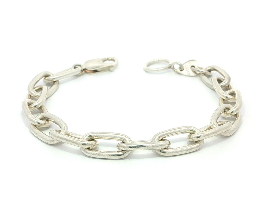Unbranded Sterling Silver Chain Bracelet Open Oval Links Lobster Claw (1 of 5)