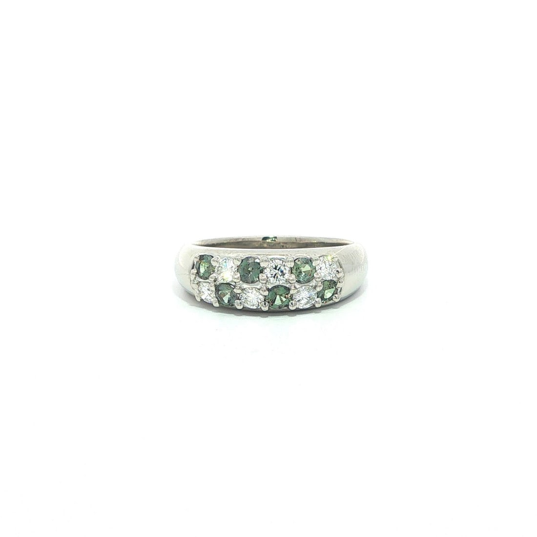 GIA Certified Platinum Alexandrite Diamond Band Ring Brazil 6.5: GIA Certified Platinum Alexandrite Diamond Band Ring Brazil 6.5 This platinum band ring features alternating natural Brazilian alexandrite and diamond stones. The ring is crafted from solid platinum (