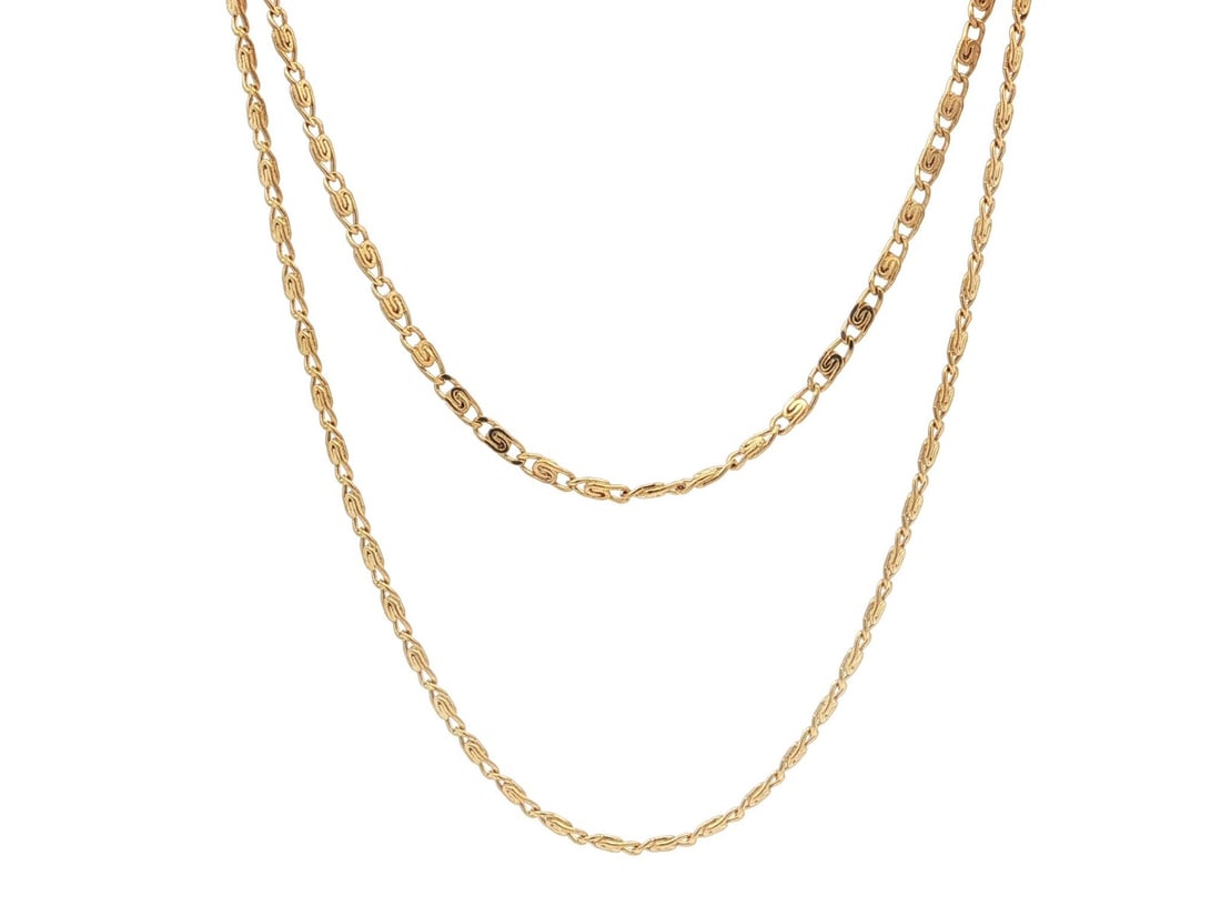 Unbranded 33 Inch 13-14k Yellow Gold Interlocking Link Necklace Lobster Clasp: Unbranded 33 Inch 13-14k Yellow Gold Interlocking Link Necklace Lobster Clasp Pre-owned unbranded interlocking link chain necklace in solid yellow gold with a lobster claw clasp. This unisex piece has