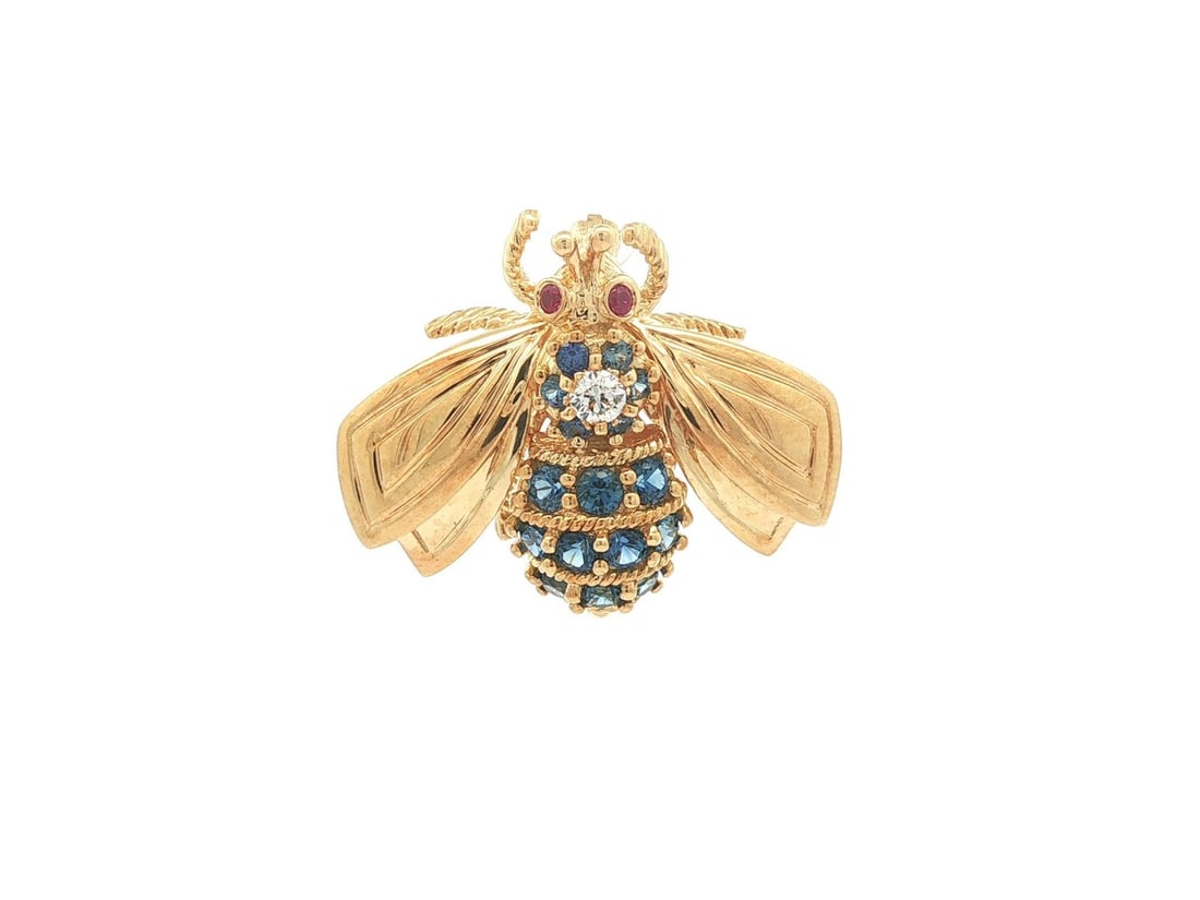 Tiffany & Co. 18k Gold Bee Pin with Diamond Sapphire Ruby (1 of 12)
