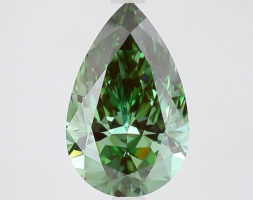 Loose Diamond - PEAR 2.56ct Fancy Vivid Green VS1: Loose Diamond - PEAR 2.56ct Fancy Vivid Green VS1 Source: This is a real non-mined Diamond that has been grown in a lab Shape: PEAR Carats: 2.56 Color: Fancy Vivid Green Certification: IGI Video: