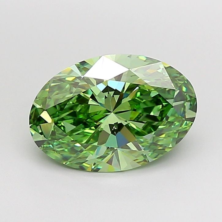 Loose Diamond - OVAL 3.42ct Fancy Vivid Green VVS1: Loose Diamond - OVAL 3.42ct Fancy Vivid Green VVS1 Source: This is a real non-mined Diamond that has been grown in a lab Shape: OVAL Carats: 3.42 Color: Fancy Vivid Green Certification: IGI Video: