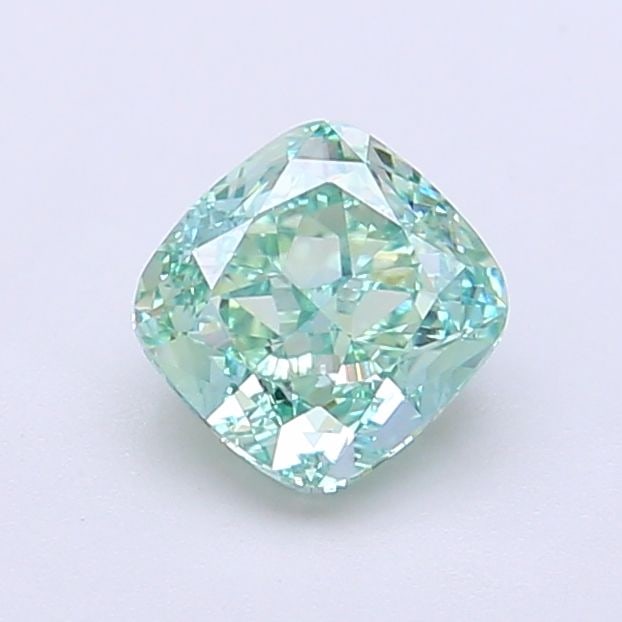 Loose Diamond - CUSHION MODIFIED 1.01ct Fancy Vivid Green VVS1: Loose Diamond - CUSHION MODIFIED 1.01ct Fancy Vivid Green VVS1 Source: This is a real non-mined Diamond that has been grown in a lab Shape: CUSHION MODIFIED Carats: 1.01 Color: Fancy Vivid Green Certi