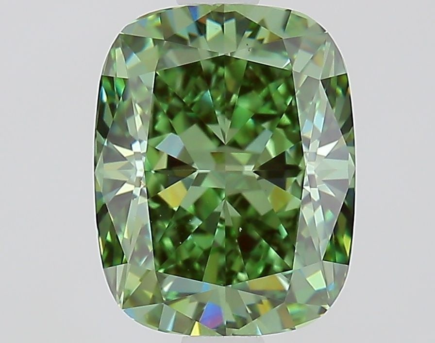 Loose Diamond - CUSHION MODIFIED 1.8ct Fancy Vivid Green VS1: Loose Diamond - CUSHION MODIFIED 1.8ct Fancy Vivid Green VS1 Source: This is a real non-mined Diamond that has been grown in a lab Shape: CUSHION MODIFIED Carats: 1.8 Color: Fancy Vivid Green Certific