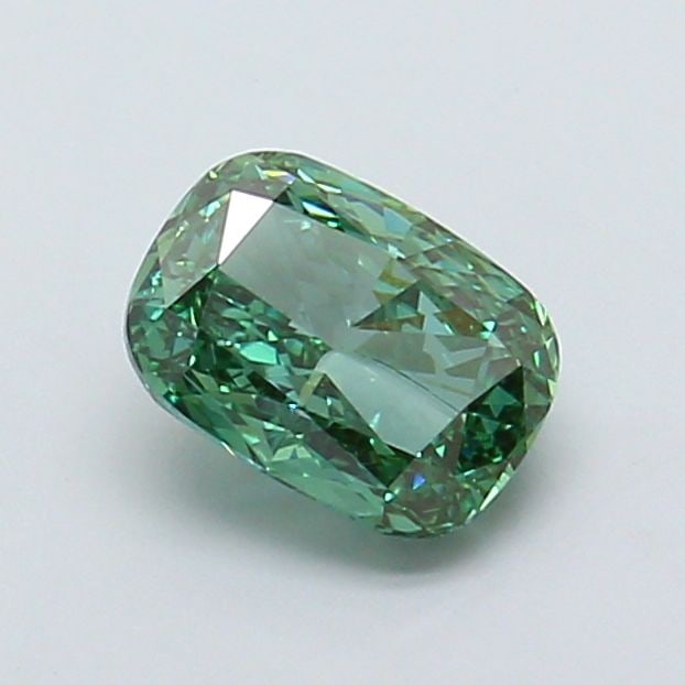 Loose Diamond - CUSHION MODIFIED 1.52ct Fancy Vivid Green VS1: Loose Diamond - CUSHION MODIFIED 1.52ct Fancy Vivid Green VS1 Source: This is a real non-mined Diamond that has been grown in a lab Shape: CUSHION MODIFIED Carats: 1.52 Color: Fancy Vivid Green Certif