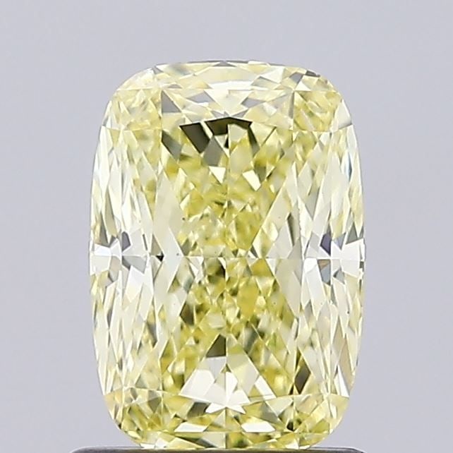 Loose Diamond - CUSHION MODIFIED 1.26ct Fancy Intense Yellow VS1: Loose Diamond - CUSHION MODIFIED 1.26ct Fancy Intense Yellow VS1 Source: This is a real non-mined Diamond that has been grown in a lab Shape: CUSHION MODIFIED Carats: 1.26 Color: Fancy Intense Yellow 