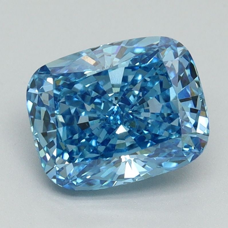 Loose Diamond - CUSHION BRILLIANT 2.01ct Fancy Vivid Blue VS1: Loose Diamond - CUSHION BRILLIANT 2.01ct Fancy Vivid Blue VS1 Source: This is a real non-mined Diamond that has been grown in a lab Shape: CUSHION BRILLIANT Carats: 2.01 Color: Fancy Vivid Blue Certif