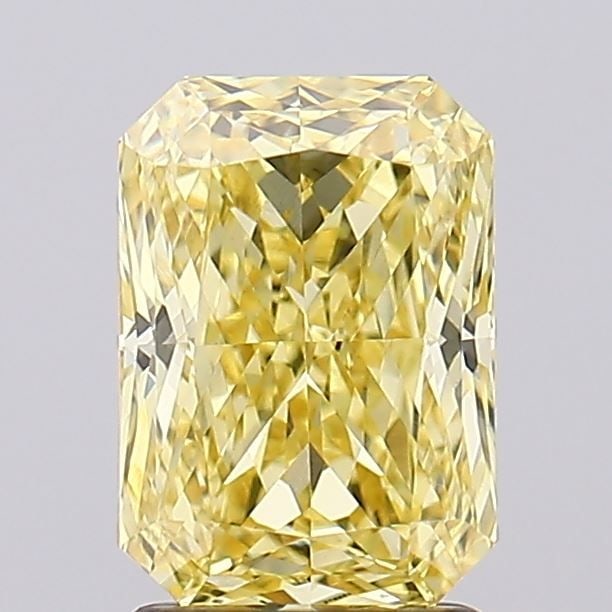 Loose Diamond - RADIANT 2.03ct Fancy Intense Yellow VVS2: Loose Diamond - RADIANT 2.03ct Fancy Intense Yellow VVS2 Source: This is a real non-mined Diamond that has been grown in a lab Shape: RADIANT Carats: 2.03 Color: Fancy Intense Yellow Certification: