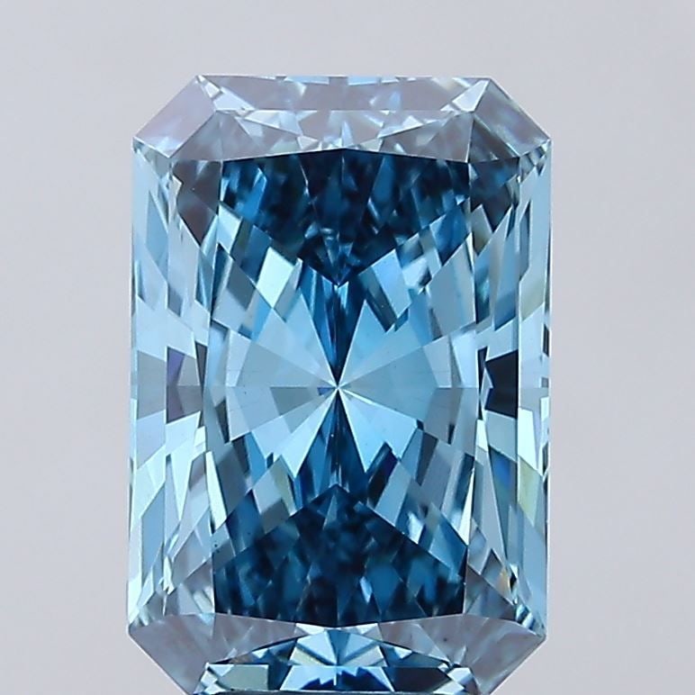Loose Diamond - RADIANT 5.33ct Fancy Vivid Blue VS1: Loose Diamond - RADIANT 5.33ct Fancy Vivid Blue VS1 Source: This is a real non-mined Diamond that has been grown in a lab Shape: RADIANT Carats: 5.33 Color: Fancy Vivid Blue Certification: IGI Video: