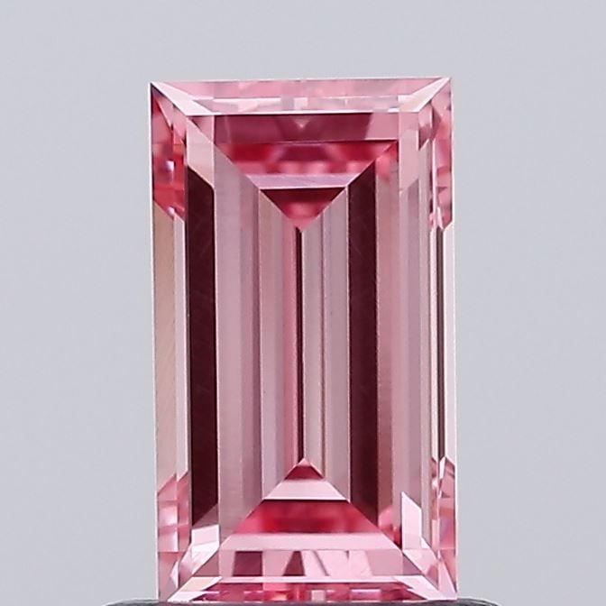 Loose Diamond - BAGUETTE 0.77ct Fancy Intense Pink VVS2: Loose Diamond - BAGUETTE 0.77ct Fancy Intense Pink VVS2 Source: This is a real non-mined Diamond that has been grown in a lab Shape: BAGUETTE Carats: 0.77 Color: Fancy Intense Pink Certification: NONE