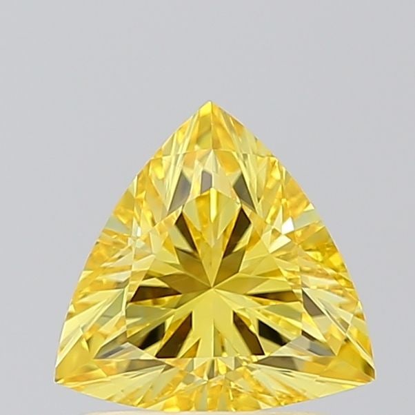 Loose Diamond - TRIANGULAR 1.09ct Fancy Vivid Yellow VS1: Loose Diamond - TRIANGULAR 1.09ct Fancy Vivid Yellow VS1 Source: This is a real non-mined Diamond that has been grown in a lab Shape: TRIANGULAR Carats: 1.09 Color: Fancy Vivid Yellow Certification: I