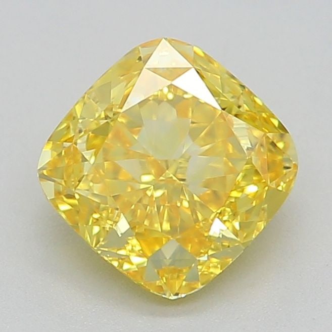 Loose Diamond - CUSHION MODIFIED 0.91ct Fancy Vivid Yellow VVS1: Loose Diamond - CUSHION MODIFIED 0.91ct Fancy Vivid Yellow VVS1 Source: This is a real non-mined Diamond that has been grown in a lab Shape: CUSHION MODIFIED Carats: 0.91 Color: Fancy Vivid Yellow Cer