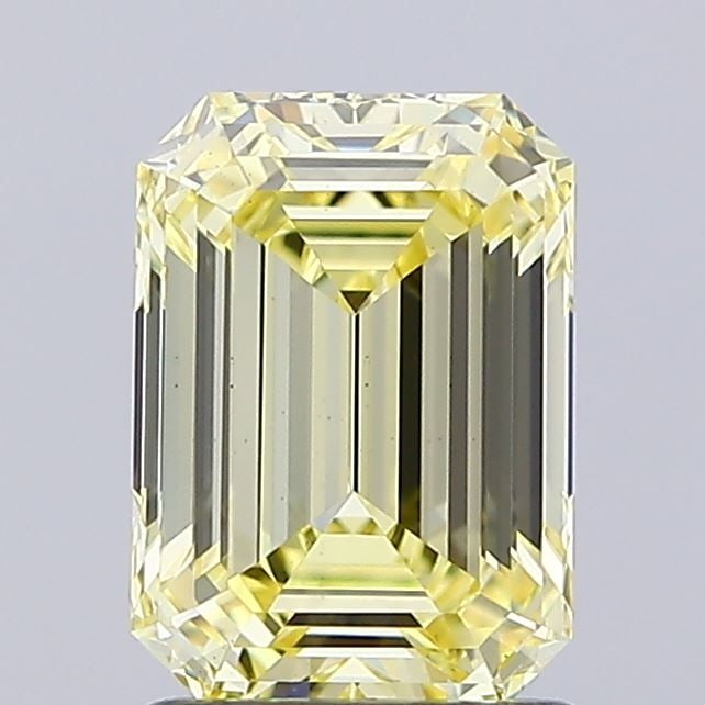 Loose Diamond - EMERALD 1.55ct Fancy Light Yellow VS1: Loose Diamond - EMERALD 1.55ct Fancy Light Yellow VS1 Source: This is a real non-mined Diamond that has been grown in a lab Shape: EMERALD Carats: 1.55 Color: Fancy Light Yellow Certification: IGI Vid