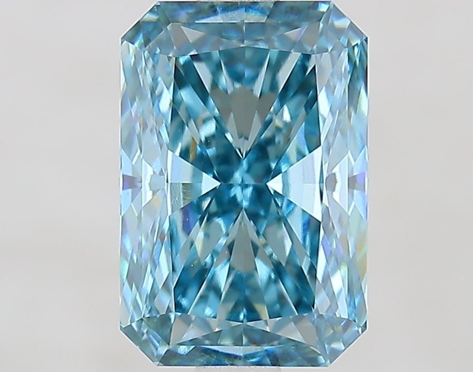 Loose Diamond - RADIANT 2.1ct Fancy Vivid Greenish Blue VVS2: Loose Diamond - RADIANT 2.1ct Fancy Vivid Greenish Blue VVS2 Source: This is a real non-mined Diamond that has been grown in a lab Shape: RADIANT Carats: 2.1 Color: Fancy Vivid Greenish Blue Certifica