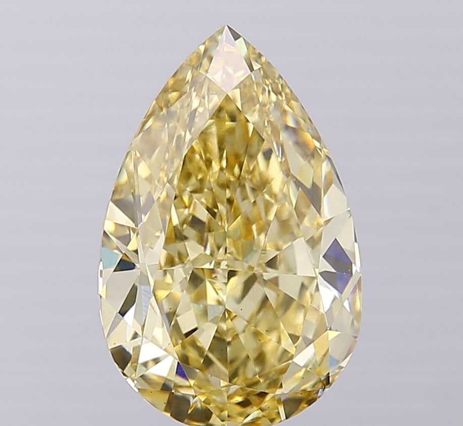 Loose Diamond - PEAR 5.09ct Fancy Intense Yellow VS1: Loose Diamond - PEAR 5.09ct Fancy Intense Yellow VS1 Source: This is a real non-mined Diamond that has been grown in a lab Shape: PEAR Carats: 5.09 Color: Fancy Intense Yellow Certification: IGI Video